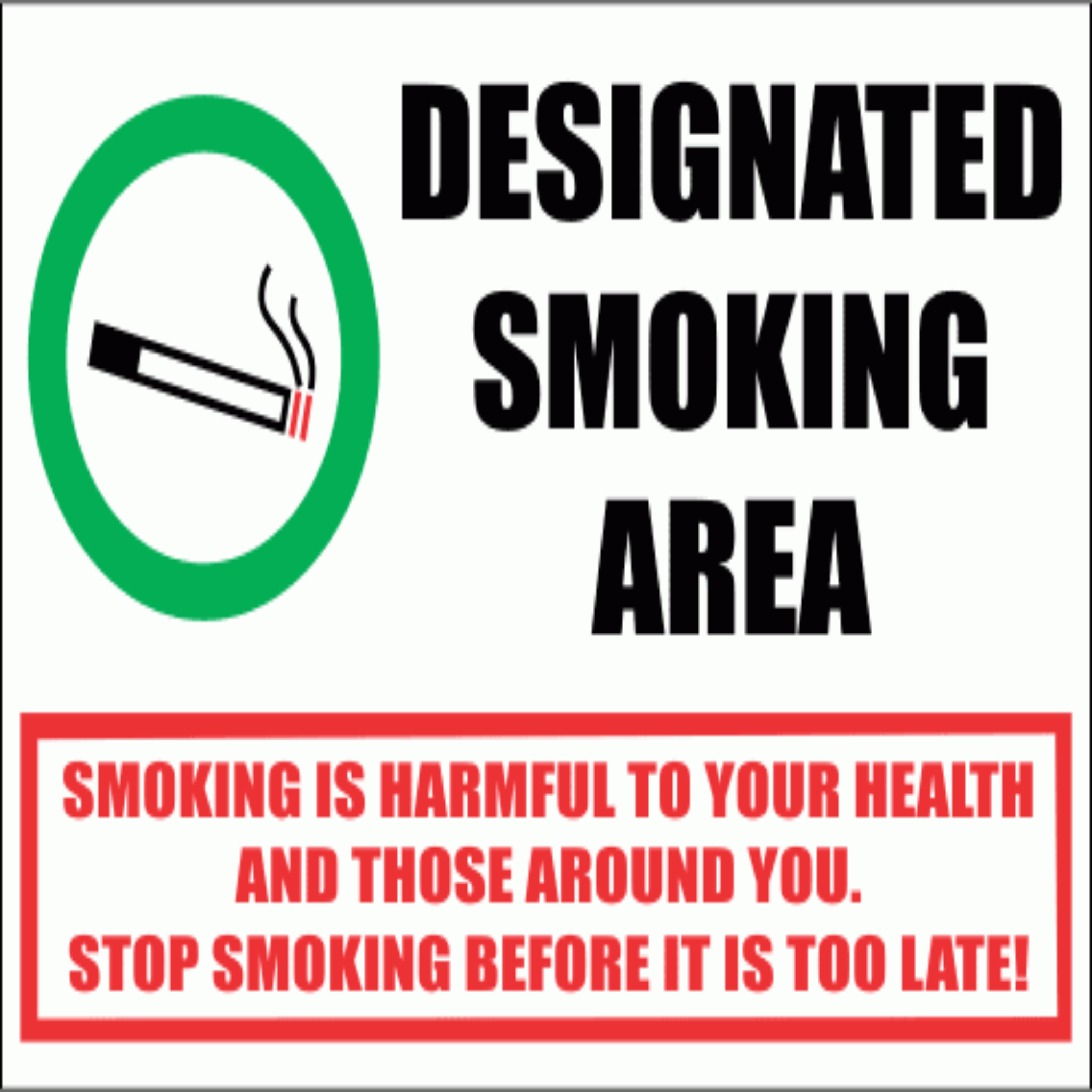 Designated Smoking Area Sign 190x190